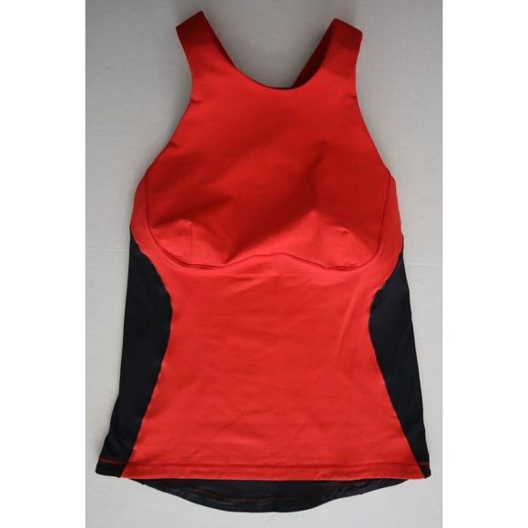 Lululemon Women's Sz 6 Red/Black Racerback High Neck Tank Top w/Built-in-Bra - Picture 1 of 6